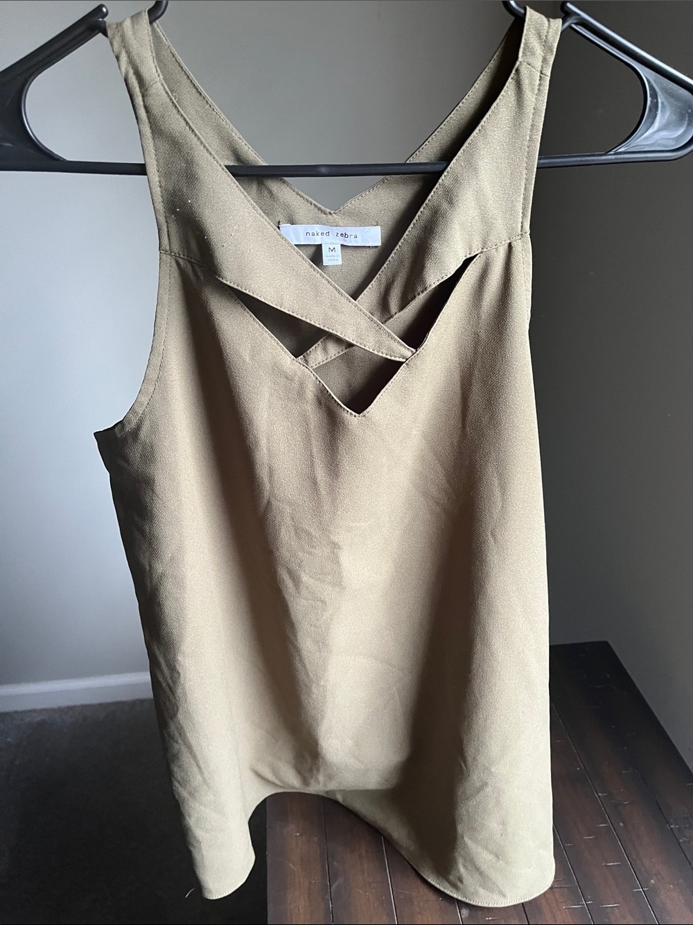 Naked Zebra Olive Green Crisscross Tank